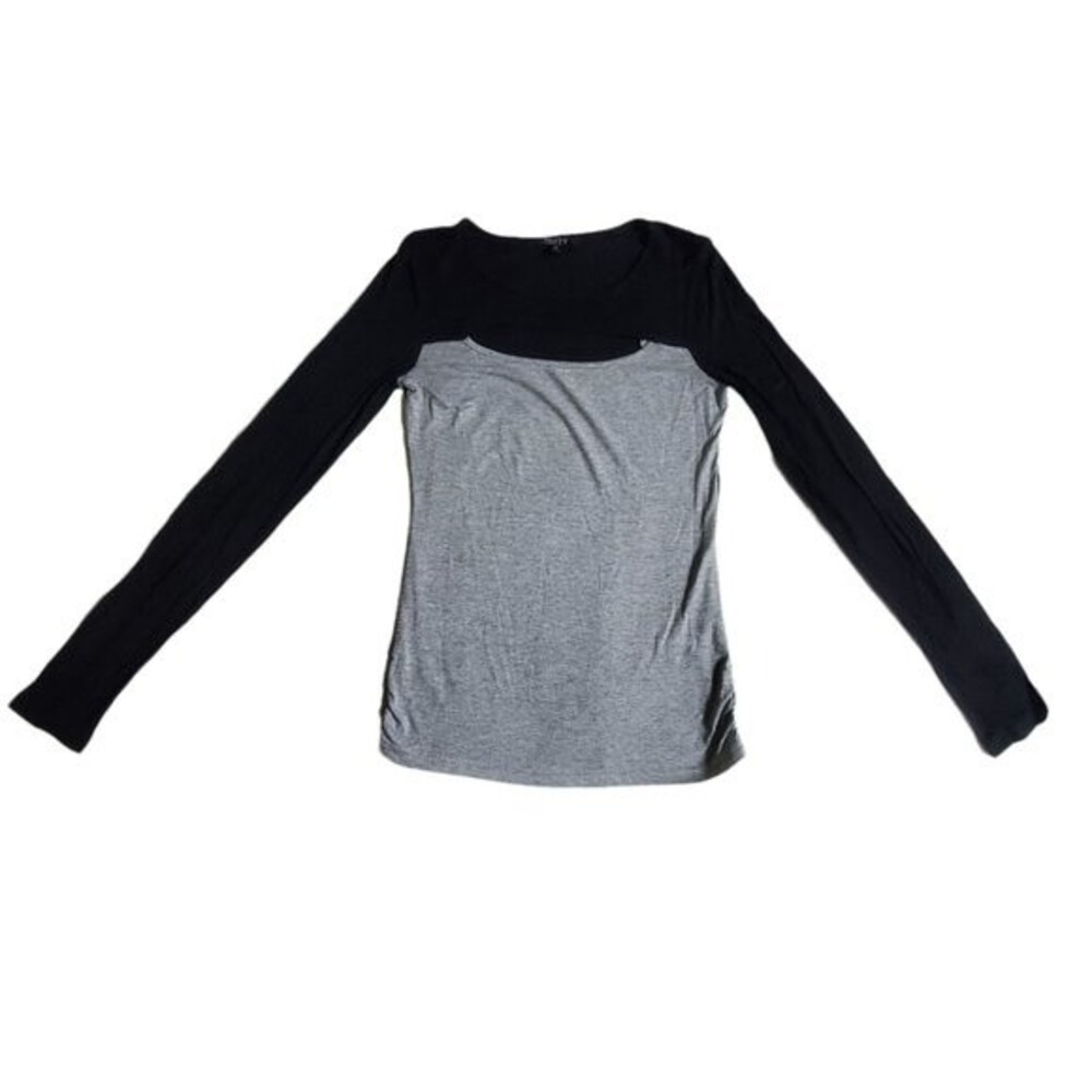 Patty black gray long sleeve top sz M